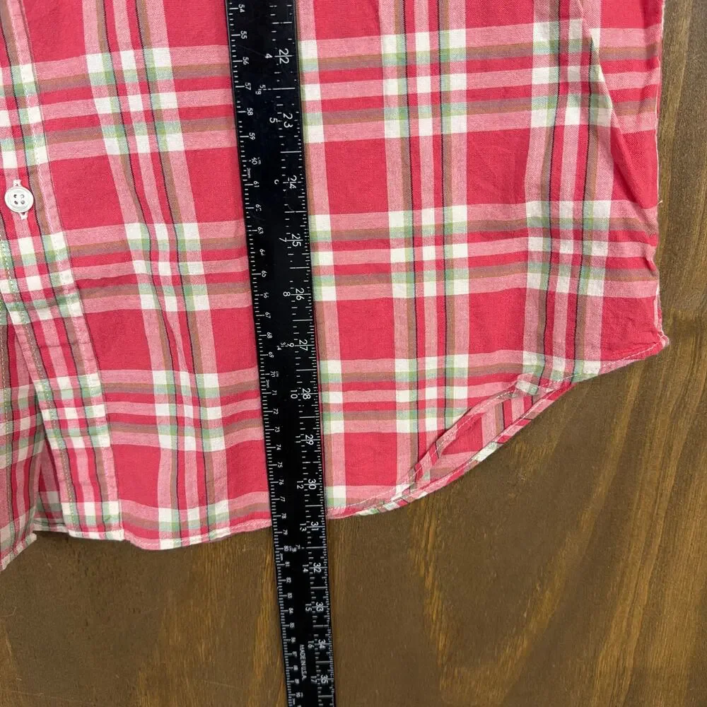 J.Crew Tailored Mens Shirt Pink Red Plaid Woven Button Down Long Sleeve XL